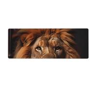 GeRRiT The Lion's Gaze - Alfombrilla de mouse para computadora de 12 x 31.5 pulgadas de largo con base antideslizante para juegos y oficina, color negro