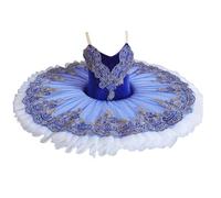 GeRRiT Tutú de Plato de panqueques Bordado Azul, tutú de Ballet Profesional para niños Bailarina de Baile de niña Adulta Vestido de Fiesta Trajes de Leotardo,Azul,140