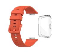 GerRit yzw6688 Correa de silicona compatible con reloj Fit 2 Fit2 pulsera reloj + funda protectora transparente de TPU(Orange Bundle)