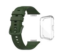 GerRit yzw6688 Correa de silicona compatible con reloj Fit 2 Fit2 pulsera reloj + funda protectora transparente de TPU(Army Green Bundle)