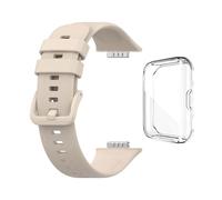 GerRit yzw6688 Correa de silicona compatible con reloj Fit 2 Fit2 pulsera reloj + funda protectora transparente de TPU(Ivory Bundle)