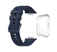 GerRit yzw6688 Correa de silicona compatible con reloj Fit 2 Fit2 pulsera reloj + funda protectora transparente de TPU(Midnight Blue Bundle)
