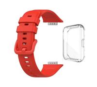 GerRit yzw6688 Correa de silicona compatible con reloj Fit 2 Fit2 pulsera reloj + funda protectora transparente de TPU(Red Bundle)