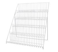 Gerso Expositor de Tarjetas Plegable de Acero - Soporte de Postales Blanco RAL9003, 600×555×400 mm, Ligero (3,5 kg), Rejilla Metálica con Recubrimiento en Polvo