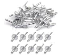 GERUI 100 remaches ciegos de aluminio con brida grande, fijación de metal, remaches grandes con cuerpo de aluminio y mandril de acero para hojalata, paquete de 100 unidades (4,8 mm x 12 mm)