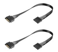 GERUI 2 cables de extensión de alimentación SATA de 15 pines, adaptador de conector SATA macho a hembra, cable plano para fuente de alimentación de disco duro, HDD, SSD, grabadora de DVD, unidad de