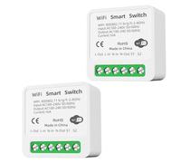 GERUI 2 interruptores de luz inteligentes, Smart Home WLAN, interruptor inalámbrico, mando a distancia, se adapta detrás del interruptor de pared, interruptor inteligente compatible con Google Home