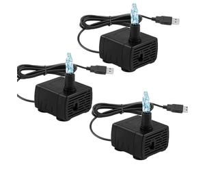GERUI 3 mini bomba de agua sumergible USB, 180 l/h, bomba de agua ajustable ultraligera pequeña para tanque de peces, estanque, fuente de mascotas, hidroponía