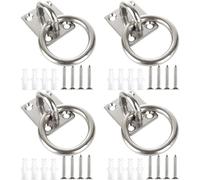 GERUI 4 anillos de amarre para caballo, placa de ojo de acero inoxidable 304 con anillo M5, soporte para ojales, placa de ojo de acero sólido de acero inoxidable, anillo de fijación cuadrado, gancho