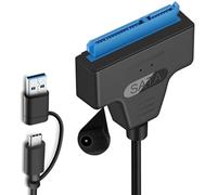 GERUI Adaptador de cable USB 3.0 a SATA, cable SATA a USB, 2 en 1 USB C/3.0 a III, adaptador de disco duro compatible con HDD y SSD de 2,5 pulgadas (1 unidad)