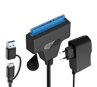 GERUI Adaptador USB SATA, SATA a USB compatible con discos duros externos e internos SSD/HDD 2.5/3.5", compatible con fuentes de alimentación de 12 V 2 A, Windows, Mac y Linux