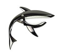 GERUI Cejilla de tiburón de aleación de zinc para guitarra acústica y eléctrica, ukelele de 6 + 12 cuerdas con buen agarre, sin zumbido y duradero, diseño de tiburón (negro)