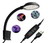 GERUI Luz de acuario, lámpara LED de 7W con luz blanca y azul, para acuarios de 20-40 cm, temporizador y función de memoria, ideal para plantas acuáticas y acuarios de agua dulce
