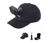 GERUI Sombrero con soporte de cámara de acción, gorra de béisbol con hebilla de gancho en J y tornillo de 6,35 mm para todas las cámaras GoPro, SJ y Xiaoyi - Negro