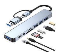 GERUI USB C Hub 3.0, 3.0 Multiport Adapter mit SD&TF Kartenleser, USB 3.0&2.0 Ports, 3.5mm Audio Anschlüsse USB Typ C Hub mit MacBook Pro/Air/XPS/Tablet/Smartphones und mehr