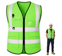 Geruicee Chaleco Reflectante de Seguridad de Alta Visibilidad,Ligero y Transpirable para Hombre, Mujer,Obra,Bici,Moto y Carrera Nocturna