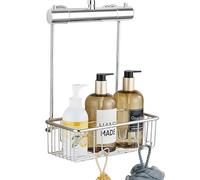 GERUIKE Cesta Ducha Colgar Estanteria Baño Sin Taladro - Estanteria Ducha Accesorios Baño Negro Mate Acero Inoxidable - Cesta Organizador Ducha Colgante en el Grifo para Cabina de Ducha