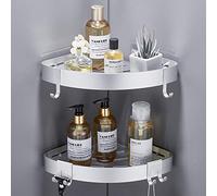 GERUIKE Estanteria Ducha Estante Baño sin Taladro Adhesivo Estantería Esquina Pared Organizador Baño Rinconera Ducha Aluminio Plata 2 Piezas Cesta Ducha Soporte para Champú y Gel Ducha