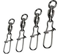 GERUITE Doble bloqueo de pesca giratorio con rodamientos de bolas giratorio de níquel negro señuelo giratorio con rodamientos de bolas giratorio para pesca de agua dulce # 6 (paquete de 40)