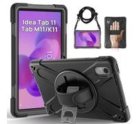 Gerutek Funda Anticaída para Lenovo Idea Tab 11 Pulgadas 2025/Tab K11 Gen 2/Tab M11/Xiaoxin Pad 11", (TB-336ZU/TB-336FU), Carcasa Rugosa con Soporte Giratorio, Correa de Mano/Hombro, Portalápiz, Negro