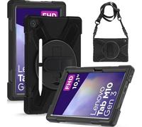 Gerutek Funda Anticaída para Lenovo Tab M10 HD (3ª Gen) 2022, 10,1 Pulgadas, TB-328FU/328XU, Carcasa Rugosa con Soporte Giratorio, Correa de Mano/Hombro, Funda para Lenovo Tab M10 HD 3ª 10.1", Negro