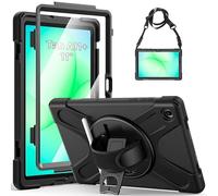 Gerutek Funda Anticaída para Samsung Galaxy Tab A11+/A11 Plus 11" 2025, SM-X230/X235/X236B, Funda Resistente con Protector de Pantalla, Soporte 360° Giratorio, Bolígrafo, Correa de Mano/Hombro, Negro
