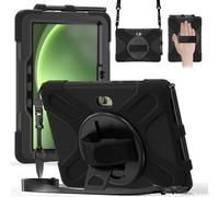 Gerutek Funda Anticaída para Samsung Galaxy Tab Active5 Pro 2025 / Active4 Pro 2022 /Pro 10.1" (SM-X350/ X356B/T630/T636/T540/T545), Carcasa Rugosa con Soporte Giratorio, Correa de Mano/Hombro, Negro