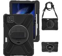 Gerutek Funda Anticaída para Xiaomi Mi Pad 6/Mi Pad 6 Pro 11 Pulgadas 2023, Carcasa Rugosa con Soporte Giratorio, Correa de Mano/Hombro, Portalápiz, Funda Antichoque para Mi Pad 6/Pad 6 Pro 11", Negro