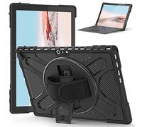 Gerutek Funda Compatible con Microsoft Surface Pro 7 Plus 2021/Pro 7 (2019)/6/5/4/Pro 2017/Pro LTE 12.3 Pulgadas, Carcasa Rugosa con Soporte Giratorio, Correa de Mano, Funda para Surface Pro 7+, Negro