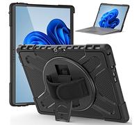 Gerutek Funda Compatible con Microsoft Surface Pro 8 13 Pulgadas 2021, Carcasa Rugosa con Soporte Giratorio, Correa de Mano, Teclado instalable, Funda Antichoque para Surface Pro 8 13" 2021, Negro