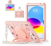 Gerutek Niño Funda para iPad 11ª/10ª Gen 2025/2022, 11/10,9 Pulgadas, Carcasa Rugosa con Asa Anillo, Soporte Giratorio, Correa de Hombro, Diseño de Dibujos Animados, Funda Infantil para iPad 11, Rosa
