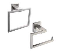 GERZ JG1956-2LS - Juego de Accesorios de baño de Acero Inoxidable Cepillado SUS304, 2 Piezas (Soporte para Papel higiénico, toallero, Anillo), Estilo contemporáneo