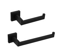 GERZWY FG1656-2BK - Juego de Accesorios de baño de Acero Inoxidable SUS304, Color Negro Mate, Juego de 2 Piezas (Soporte para Papel higiénico, Anillo de Toalla), Estilo contemporáneo