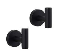 GERZWY Gancho de baño negro mate SUS 304 de acero inoxidable para toalla/bata de baño, cocina, estilo contemporáneo de hotel, montado en la pared, paquete de 2 AG1107B-BK