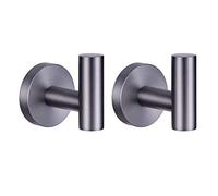 GERZWY Gancho para toallas de baño SUS 304 de acero inoxidable para abrigo/bata de baño, cocina, estilo moderno de hotel, montado en la pared, paquete de 2 (gris oscuro cepillado)