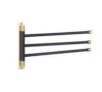 GERZWY Sus 304 Toallero de Acero Inoxidable para baño, 3 Barras, Brazo Plegable, Barra giratoria para Toallas de baño, Soporte de Pared (Negro y Dorado)