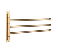 GERZWY Sus 304 - Toallero de Mano de Acero Inoxidable con 3 Barras, Brazo Plegable, Soporte Giratorio para Toallas de baño, Barra de Toalla giratoria, Montaje en Pared, Acabado Dorado