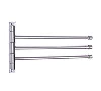 GERZWY SUS 304 - Toallero de mano de acero inoxidable con 3 barras de brazo plegable giratorio, soporte para toallas de baño, barra de toalla giratoria, montaje en pared, acabado pulido