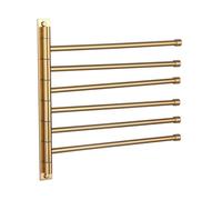 GERZWY Toallero de baño con brazo oscilante para montaje en pared, con 6 brazos, organizador de toallas de acero inoxidable, acabado dorado HYG06-BE