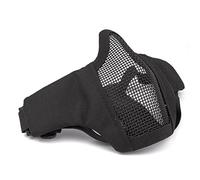 GES Plegable táctico Media mascarilla de la máscara al Aire Libre Malla Protectora Riding máscara Transpirable para Airsoft Paintball CS con Correa Ajustable Cinturón (Negro)