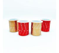 Gesar 4 bobinas cintas navideñas de oro y rojo de 40 m - Cinta con nieve - Cinta navideña para paquetes con escaramujos - Decoraciones navideñas - Cinta de regalo