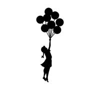 Gesar Adhesivo Banksy Floting Ball Girl - Adhesivo Bansky - Street Art - Niña Volola con globos - Dimensiones: 40 x 15 cm