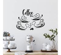 Gesar Adhesivo de pared para bar - 2 tazas de café y texto "Coffee Time" - Pegatinas de pared - Adhesivo Restaurante - Interior Design - Decalcomania - Vinilo de pared