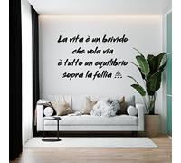 Gesar - Adhesivo de pared para interiores en vinilo, texto en italiano «La vida es una emoción que se escapa, es un equilibrio por encima de la locura»