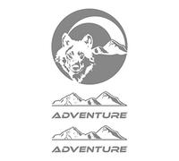 Gesar,Adhesivo de vinilo con lobo, montañas y 2 piezas de pegatinas de aventura,Adhesivo para coches y autocaravanas, caravanas, coches y camiones