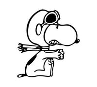 Gesar - Adhesivo Snoopy Piloto para Coche, Moto y Dormitorio - Apto para Todos los Modelos de Mac - Fantasía Divertida - Tamaño 9 x 10 cm (Negro)