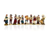 Gesar Figuritas de 10 Pastores para belén de 8 cm - Set de 10 Piezas Pastores para Belén de Resina - Personajes de Belén - Figuritas de Belén con Personajes Pintados a Mano - Natividad Navideña