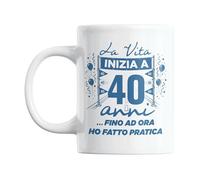 Gesar Taza 40 Años Hombre - Regalo Cumpleaños 40 Años - Idea Regalo Divertido Cuarenta Cumpleaños - Gadget Hombre Para Amigo, Hermano, Hijo o Nieto - "La vida comienza a los 40 años... Práctica"