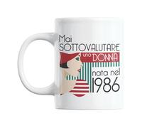 Gesar Taza 40 Años Mujer - Regalo Cumpleaños 40 Años - Idea Regalo Divertido Cuarenta Cumpleaños - Gadget Mujer para Mamá, Amica, Hermana, Tía o Nieta - Nacida en 86 - (1986)