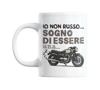Gesar - Taza divertida para hombre con texto en inglés "Io non Russo Dream Be una Moto" - Taza de moto simpática para desayuno, idea de regalo para él, papá, motociclista, tazas con frases divertidas